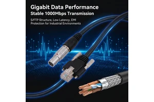 Industrial M12-4P D-Coded RJ-45 Ethernet Connection Cable 8 Gbps 4K Video Stable Base Plate Connection for Industrial Camera