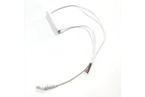 White Stranded Spiral Cable with RJ50 JST Connector and Stripped End Network Cable for Overhead Industrial Equipment