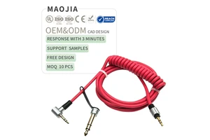 Professional Retractable 3.5mm AUX Cable Gold Plated - Coiled Spring Audio Cable with OFC Shielded Wire Car Studio Equipment