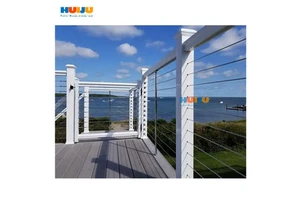 HJStainless Steel Veranda Cable Wire Railing With Black Quare Post Side Mounted Balcony Diy Cable Deck Railing System
