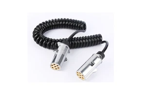 24V 7 Pin Electric Sprial Coil TPU Trailer Extension Cable Adapter with Metal Plugs
