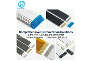 Custom 0.3 0.5 0.8 1.0 1.25 2.54 mm Pitch 4-96 Pin 100mm Length Awm 20706 105c 12V Electronic PET Flat Flexible FFC Cables