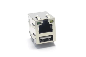 AK Electronics 2X1Port RJ45 + USB2.0 Female Modular Right Angle Dip PCB Mount Gigabit Networking Connector with 2-Year Warranty