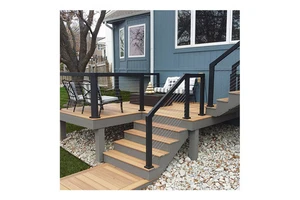 EKOO Premium 4\" Pre-Assembled Cable Railing System Low Maintenance Horizontal Railing for Decks Stainless Steel Line Post Cable