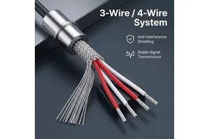 Waterproof PT100 Temperature Sensor Thermocouple RTD Probe 3 Wires Stainless Steel Thermal Resistance for Industrial Ovens