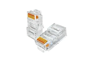 K&R Wholesale RJ45 Cat5E 8P8C Modular Plugs Copper Alloy 8 Pins Network Cable Connectors Corrosion-Resistant CN ZHE Origin