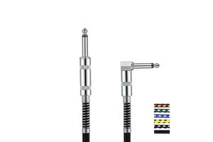Manufacturer Wholesale 1/4 Inch Jack Guitar Cable 6.35mm Male Mono Audio Cable Right Angle to Straight for Electric Guitar