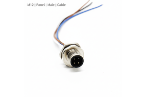 M12 A-Code IP67 Circular Connector 22 AWG Copper Core PVC Cable 150mm Panel Mount Cable Assembly for Industrial Control Systems
