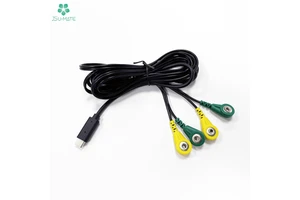 Factory USB C To 3.5mm 3.9mm 4.0mm Female Snap 4 Leads Wire EMG ECG EKG 4.0mm Snap Electrode Cable