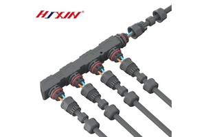 Waterproof Cable Connector, 2-Pin Screw-Fixed Type, 1 in 2/3/4 Out Cable Connector