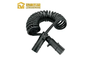 Wholesale Black ABS & Copper Trailer Extension Coiled Cable Towing Caravan Truck 7Pin 12V Electrical Wiring Cable Connector