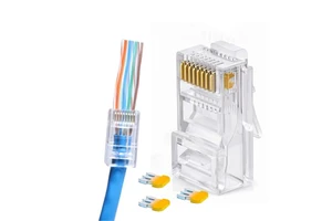 Cat 6 Ez Connector Unshielded Gold Plated Network Connector 8 Pin Rj45 Gold Plug UTP Cat6 Passthrough Rj45 Connector