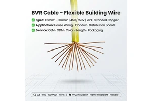 BVR House Wiring Cable 1.5-10mm² Single Core Copper Conductor, PVC Insulated 300V/500V Building Electrical Wire