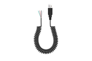 Retractable Spring Coiled USB 4 Core Male 24awg OD 4mm Data Cable to Stripped Tin on the End Wire Open End Spiral Roll Cable