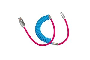 120W Spiral Contrast DIY Fishnet Weaving Double Color-block Spring Wire Aluminum Alloy Shell Super Fast Charging Data Cable