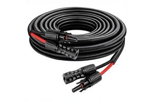 Solar Extension Cable 6-50FT 10AWG Male/Female Connectors Flame-Retardant XLPO Insulation IP67 1500V 30A PV Wire GF Tube