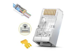 8P8C RJ45 Connector Ethernet UTP shielded connector Cat5e pass through RJ45 connector