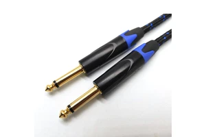 High-End Guitar Cable with 24K Gold Plated Brass Plugs and Metal Construction