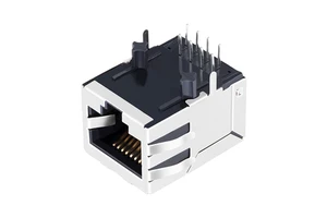 HFJ11-2450 Halo Compatible 10/100 Base-T Tab Down Single Port Ethernet Integrated Magnetic 8P8C RJ45 Female Connector
