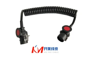 KaiMei 7-pin Copper Conductor PVC Insulated Low Voltage Extension Cable Metal Adapter Plug Connector for RV Spiral Cable
