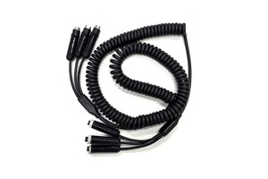 8M TPU Coiled Cable 3 Way 4 Pin Aviation Extension Wire Double Shielded Waterproof IP68 Backup Camera Cable for Truck Trailer