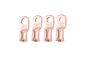 2/0 AWG*1/4 Pure copper AWG crimp tubular wire ring terminal lugs,Battery cable ends connectors AWG COPPER TUBE TERMINALS