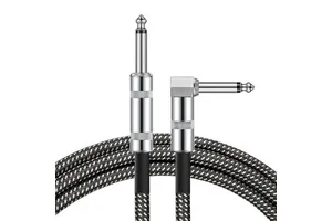 Factory OEM High Performance Cable 1/4 in Right Angle to 6.35MM TS Jack Instrument Mono Electric Guitar Cable for Bass Guitar