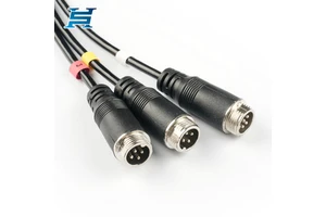 GX12 4-Pin 1-to-3 Spring Coiled Cable Male/Female PU Extension Wire For Industrial Auto For Solar Power Truck Vehicle Security