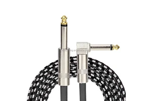 Guitar Cable Right Angle 6.35mm Jack Mono Cable 1.5m for Sound Mixer Amplifier Electric Guitar AUX Instrument Wire