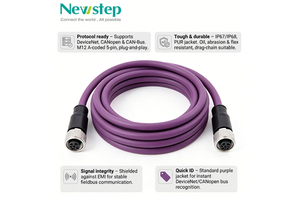 Profibus M12 A Coded 5 Pin Cable Shielded IP67 Waterproof Industrial Fieldbus Cable For PLC DeviceNet Network Automation