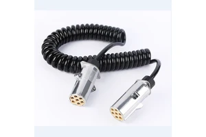 12/24V 7 Pin TPU TVP Trailer Extension Coiled Cable with Trailer Adapter Plug Socket Connector