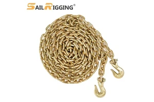 NACM96 Gold Zinc Plated Grade 70 5/16'' Transport Load Chain Kit With Grab Hooks Restraint Lashing Chain Fitting