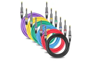 Factory OEM Logo 1/4 Inch Guitar Instrument Cord 6.35mm to 1/4 TRS Stereo Audio Cable Male to Male Jack for Amplifier Speaker