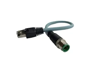 M12 A-Coded 4 Pin Male RJ45 Plug Industrial Profinet Ethernet Cable Assembly IP67 Waterproof Double Shielded PVC Oxygen-Free