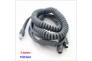 High Quality Spiral Coiled Retractable KB to RJ50 Barcode Scanner Cable QR Code Reader Cable for Motolora Symbol LS2208 DS3578