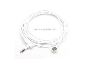 Custom 4.5mm 90-degree Banana Plug To 4.0 Electrode Buckle Ground Grounding Cable ESD Therapy Electrode Cable 5 Meters