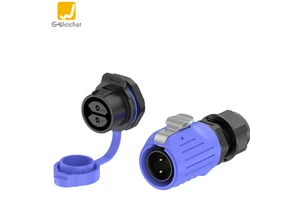 LP20 M20 2/3/4/5/7/9/12/14 Pin Outdoor Electrical Cable Connectors Panel Mount Plastic Blue Waterproof Cable Connector