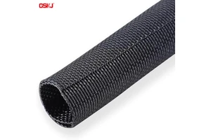 GSKJ Black Braided Wire Loom Mesh Woven Split Sleeving Self Closed Sleeve Cable Wrap for Automotive Wire
