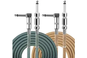 Manufacturer OEM 1M 3M Woven Braided 6.35MM to 6.35mm Electric Instrument Cables for Guitar High Quality