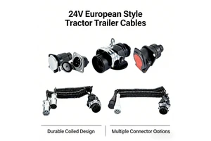 5/7/15 Way 24V European Style Heavy-Duty Weatherproof Trailer Plug & Cables Weatherproof Wiring Harness for Reliable Towing