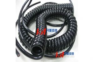 Spiral Coiled Mobile Beacon Car Power Cable Copper Conductor PUR Jacket 8*1.5mm Low Voltage