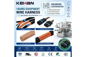 Custom 18 AWG Bare Copper for CE Certified Wiring Harness with Equipment Wiring Harness