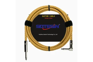 10ft Nickel Plated Plug Electric Instrument Cable Bass Amp Cord Jack 6.35mm Tweed Guitar Cable Patch Cable for Electric Guitar