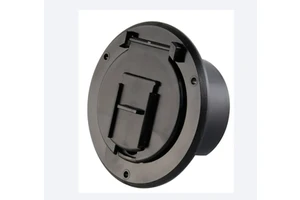 Round RV Trailer Camper Electric Power Cord Cable Hatch Door Cover With Snap Close Lid