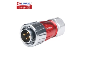 Cnlinko Manufacturer DH20 4 Pin Waterproof Cable Connector Waterproof Plug Cable Male Female Panel Mount M20 Panel Connector