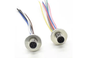 Circular M12 Connector a Code 5 8 Pin Litz Cable Wire Fastened Rear Socket IP67 Waterproof M12 Panel Connector