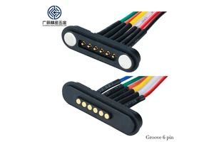 High Precision 6 Pin Magnetic Charging Cable Male Female Waterproof Magnetic Pogo Pin Connector for Medical Industrial Devices
