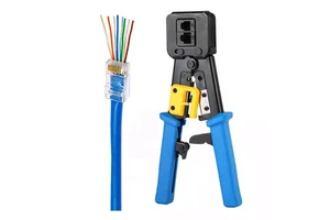 Good quality RJ11 RJ12 RJ45 Crimp Tool for Cat5e Cat6 Pass Through Connector and Regular Connector