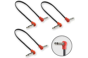 Professional 6 Inch Guitar Patch Cables Noise Free and Long-lasting Guitar Pedal Cable Right Angle Flat Patch Cable Black