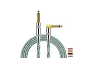 Factory Instock Guitar Cable 6.35mm TS Straight to Right Angle Instrument Cable Male to Male Plug Audio Cord for Electric Guitar